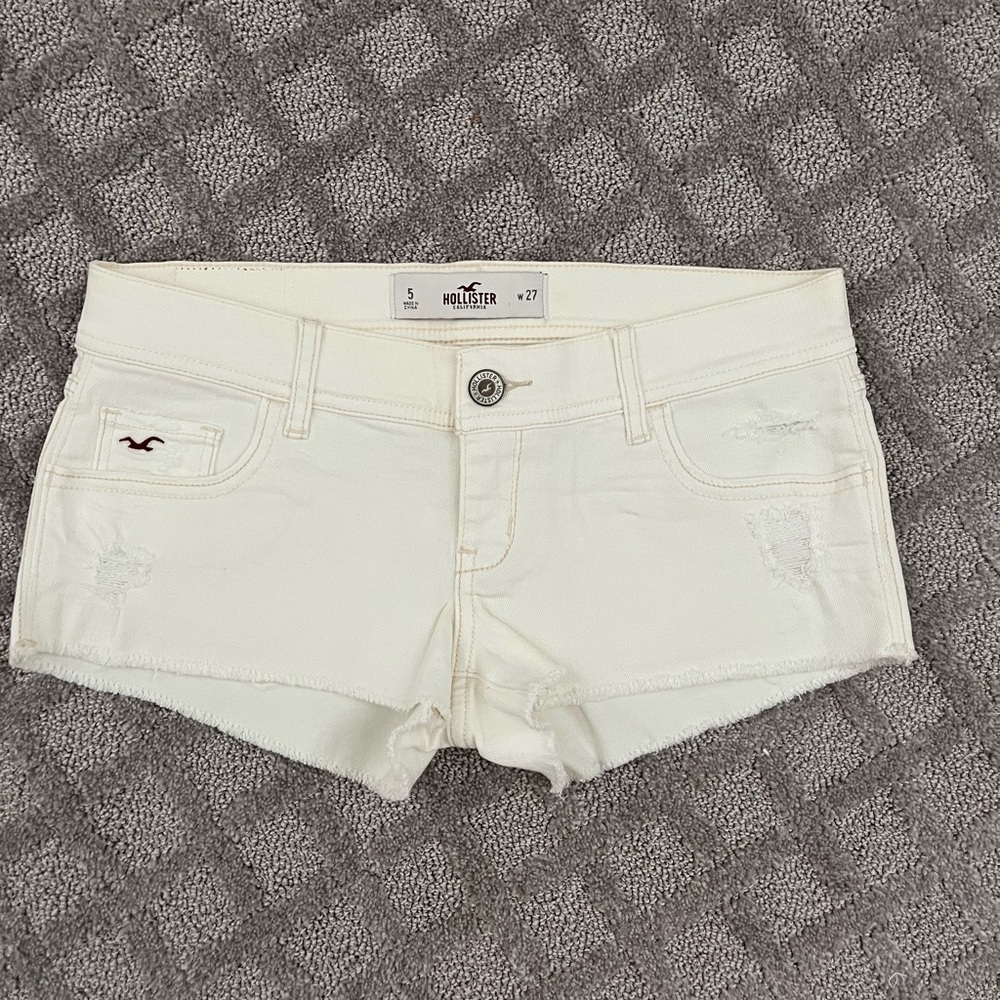 Hollister White Jean Low Rise Shorts Summer Essential